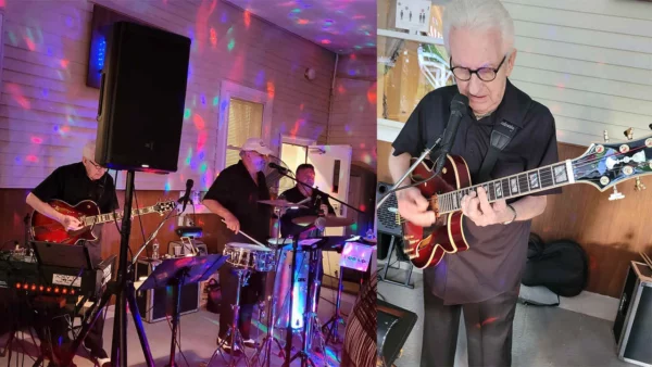 Bob Warren with his Conti Entrada archtop, on the gig!