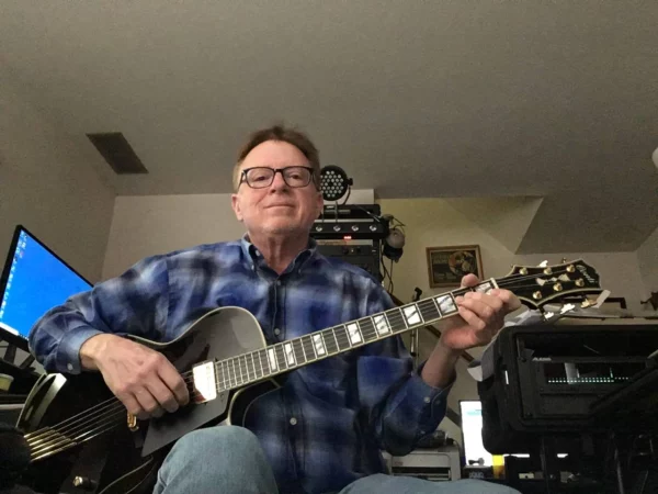 Doug with his new Port Wine Conti Entrada Archtop Jazz Guitar