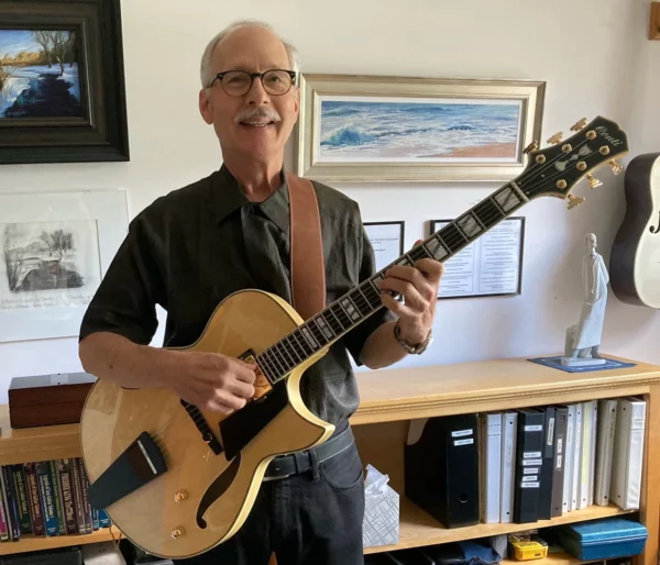 Jeff Seltzer of CT with his new 15 inch Blonde Conti Entrada jazz guitar
